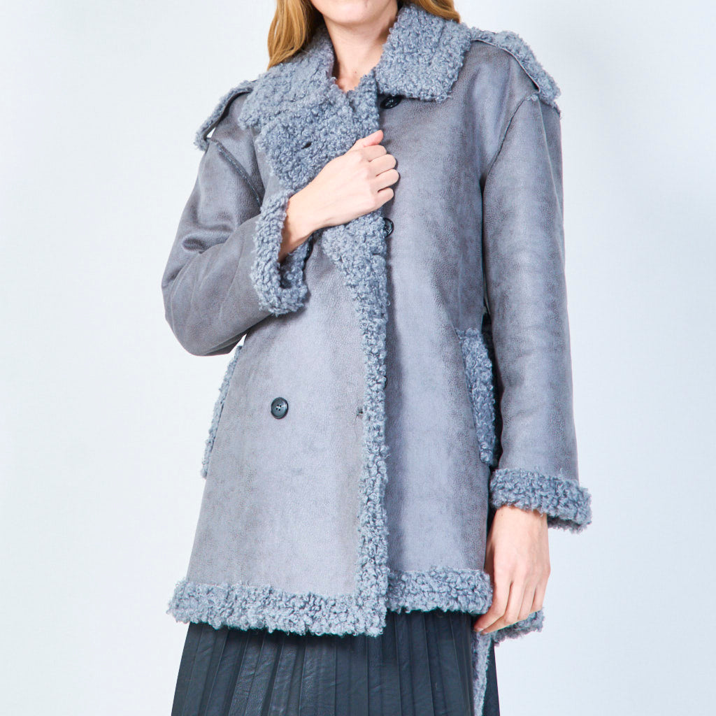 Shelley | Shearling-lined Belted Coat oversized Lapels