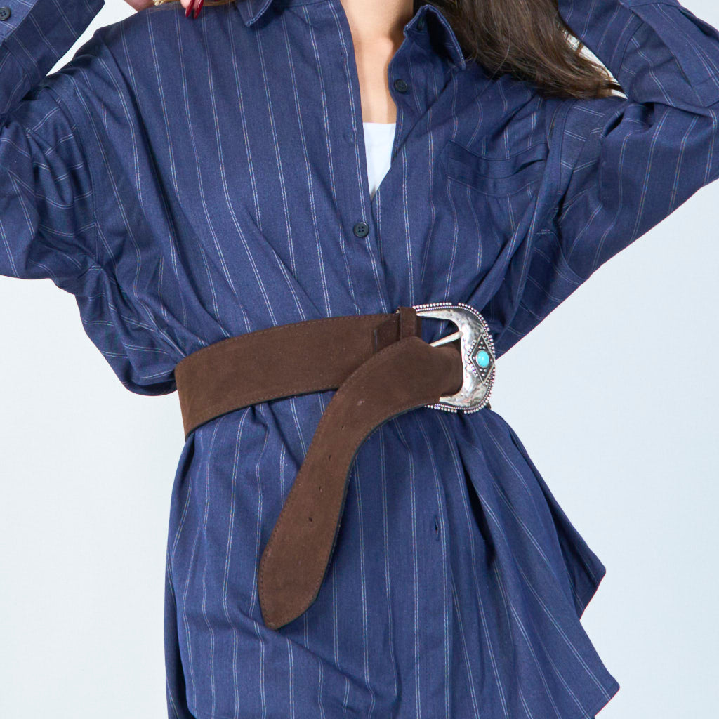 Annastacia | Western Style Wide Suede Belt