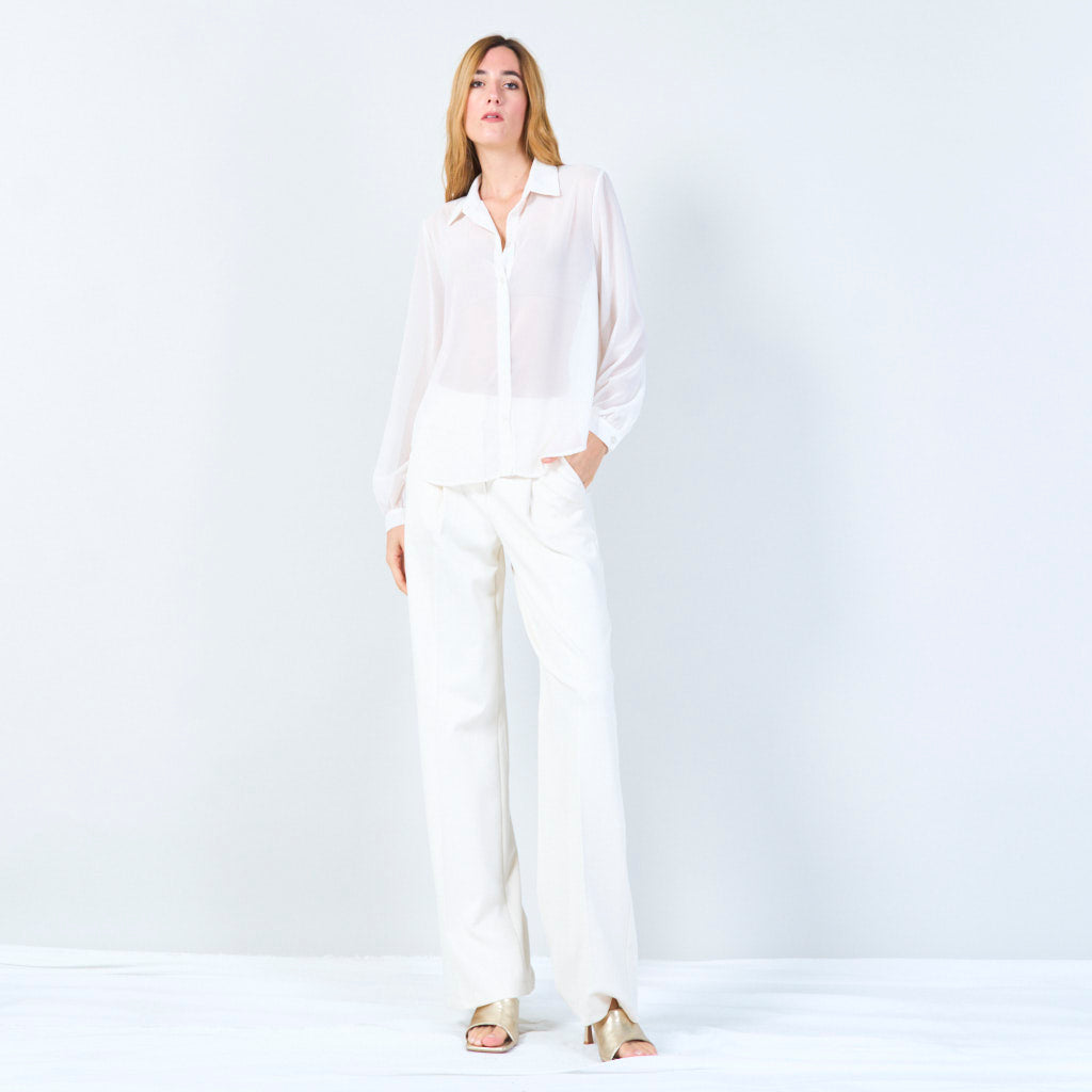 Hella | Sheer Button-up Blouse with Polka Dot Accents