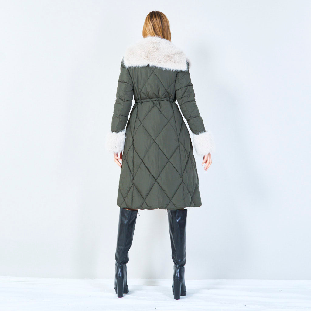 Sanny | Quilted Coat With Fur-trimmed Hood and Cuffs