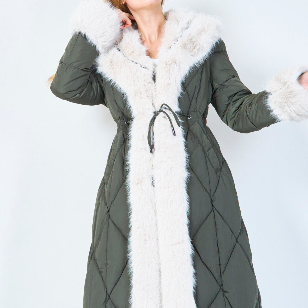 Sanny | Quilted Coat With Fur-trimmed Hood and Cuffs