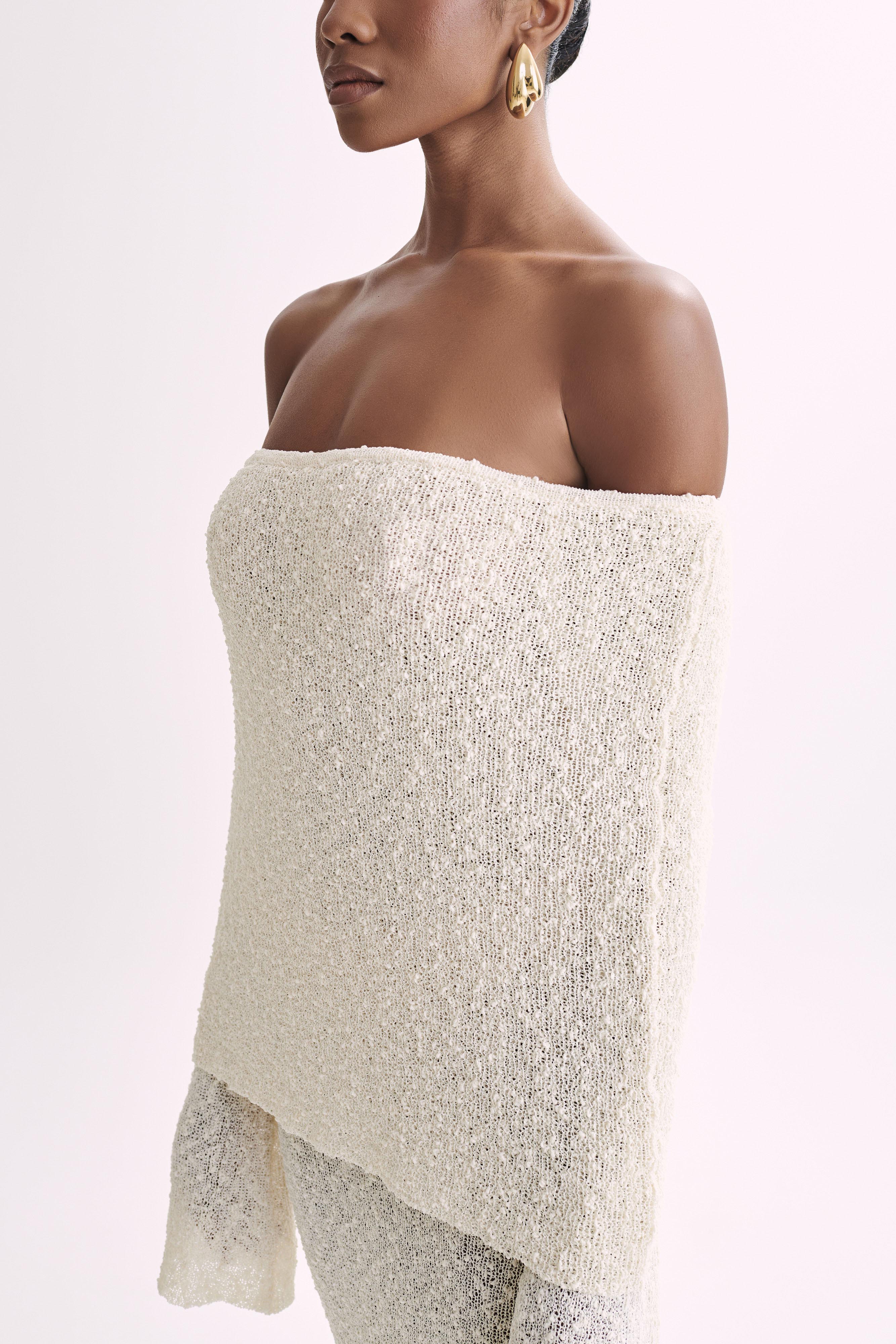 Mariana | Off Shoulder Boucle Maxi Dress - Ivory