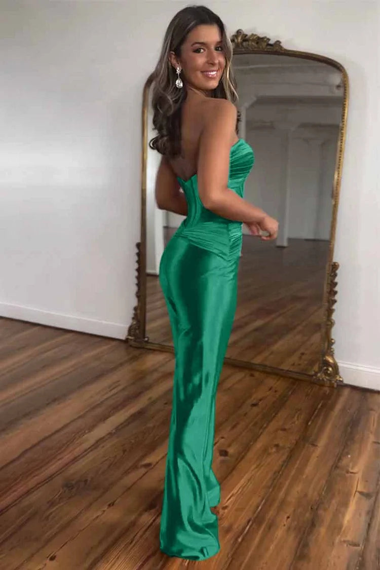 Terry | Strapless Corset Jumpsuit with Twisted Detail and Front Cutout Red/Green/Black