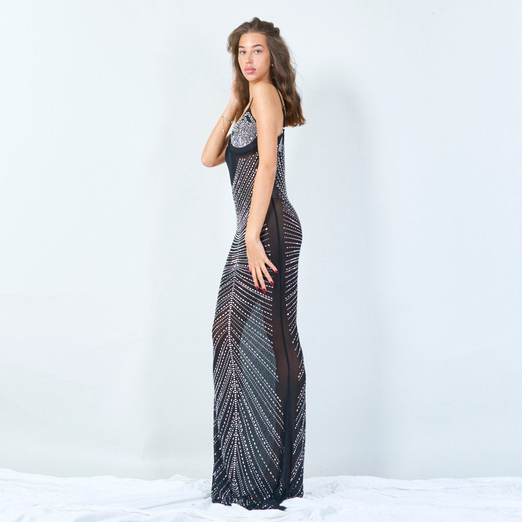 Woman-in-long-black-dress-Crystal Accents