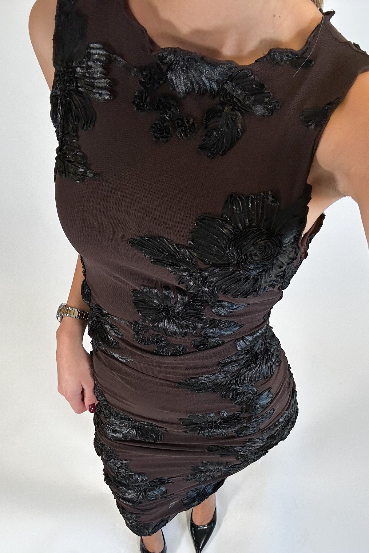 Avril |  Long Dress Chocolate Black