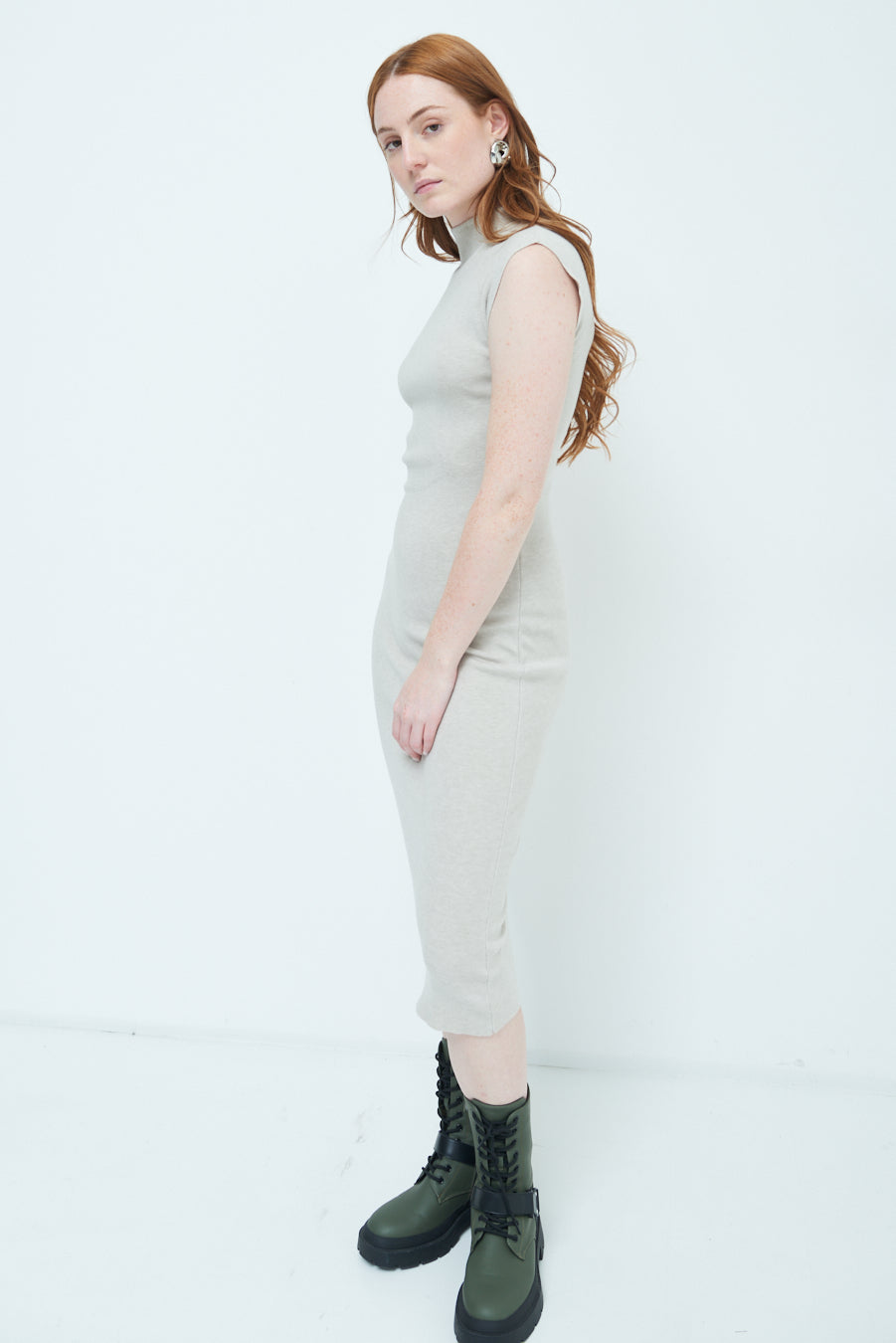 Cherry-Ann | Sleeveless Mock-Neck Midi Dress