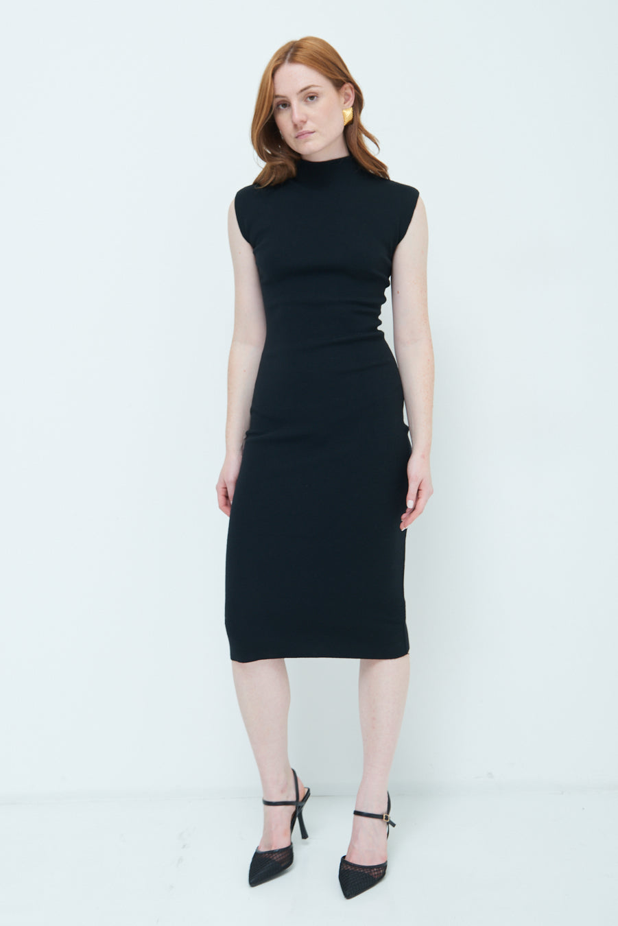 Cherry-Ann | Sleeveless Mock-Neck Midi Dress