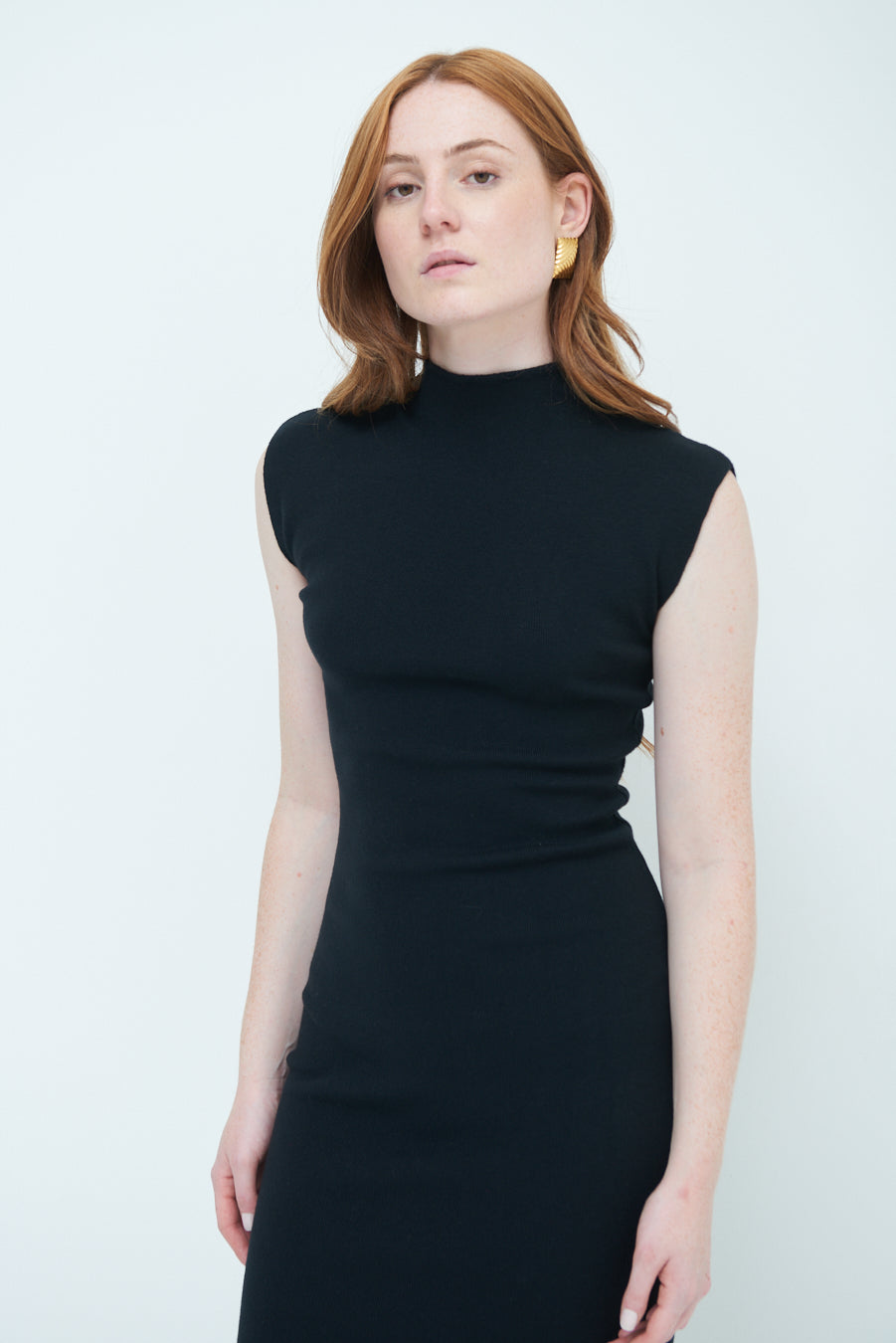Cherry-Ann | Sleeveless Mock-Neck Midi Dress
