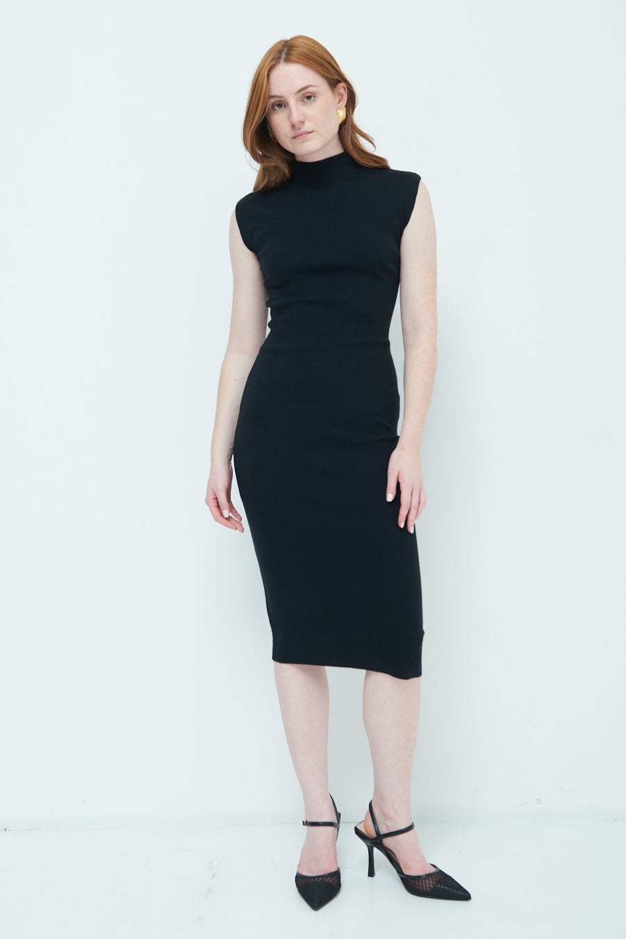 Cherry-Ann | Sleeveless Mock-Neck Midi Dress