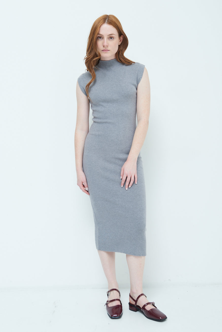 Cherry-Ann | Sleeveless Mock-Neck Midi Dress