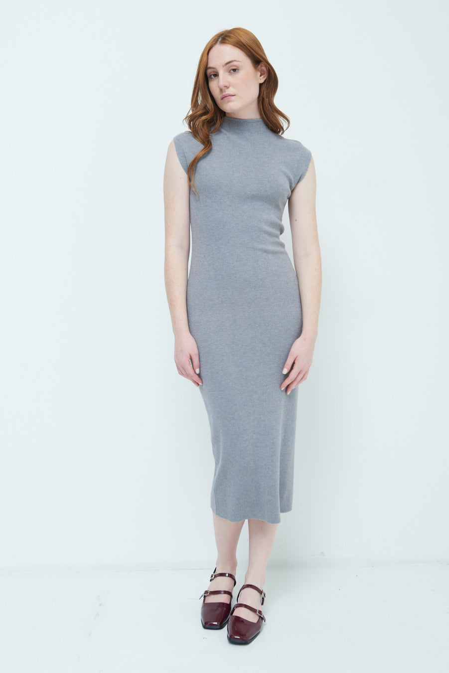 Cherry-Ann | Sleeveless Mock-Neck Midi Dress