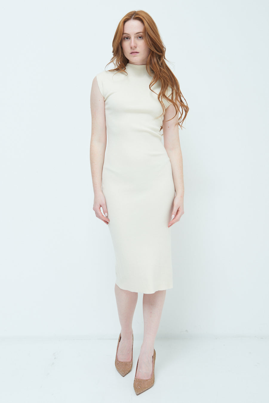 Cherry-Ann | Sleeveless Mock-Neck Midi Dress