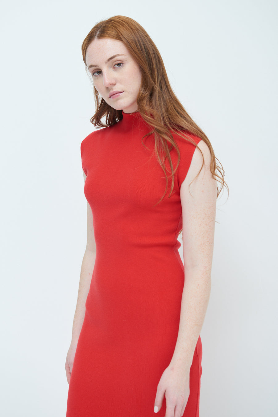 Cherry-Ann | Sleeveless Mock-Neck Midi Dress