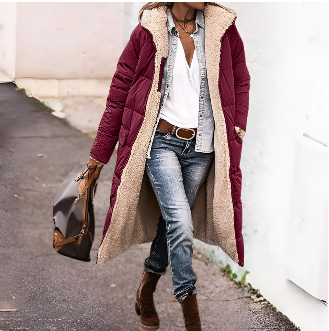 Aria | Warm Reversible Parka Jacket With Sherpa-Lining